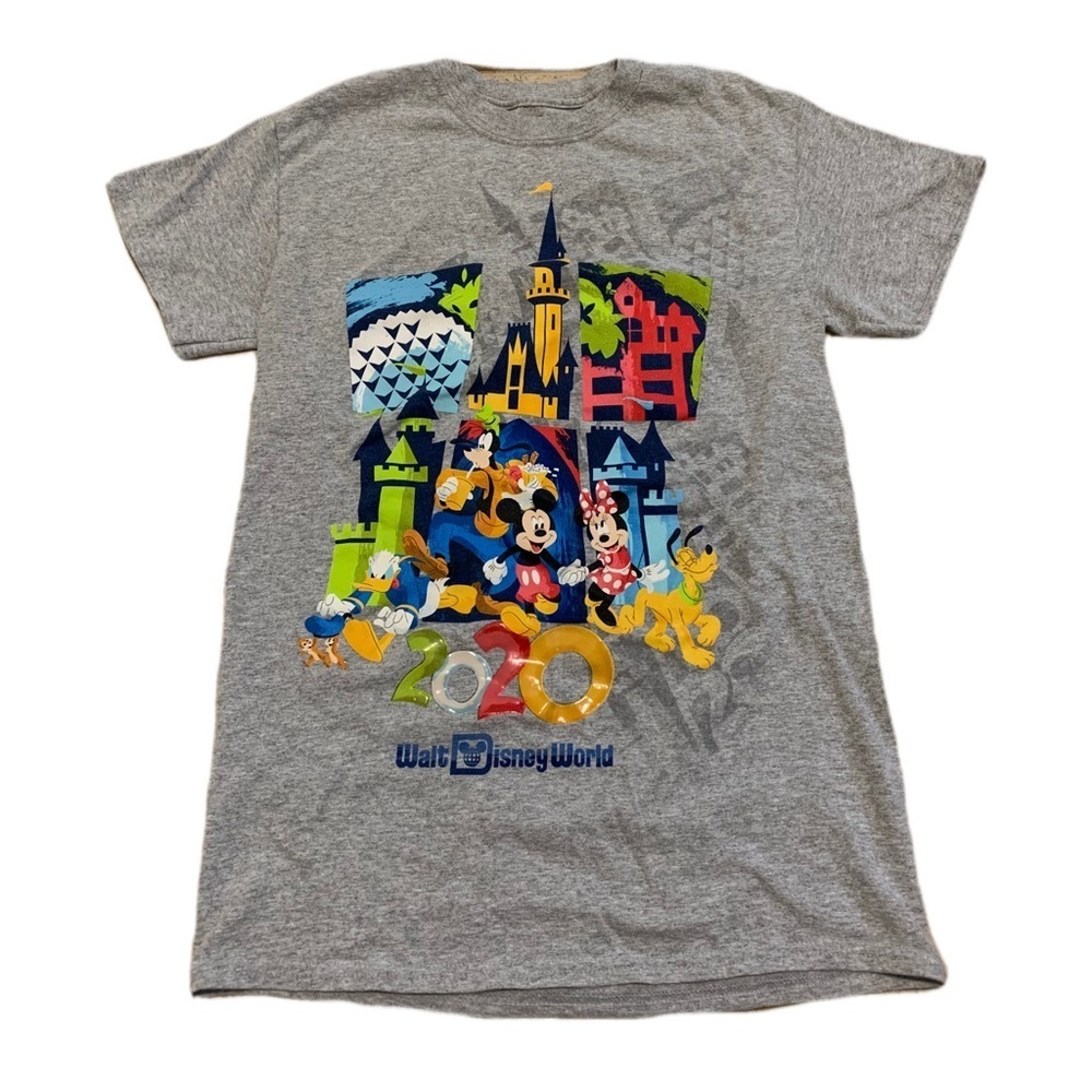 💙 Disney Gray Short Sleeve Tee with Cartoon Graphics